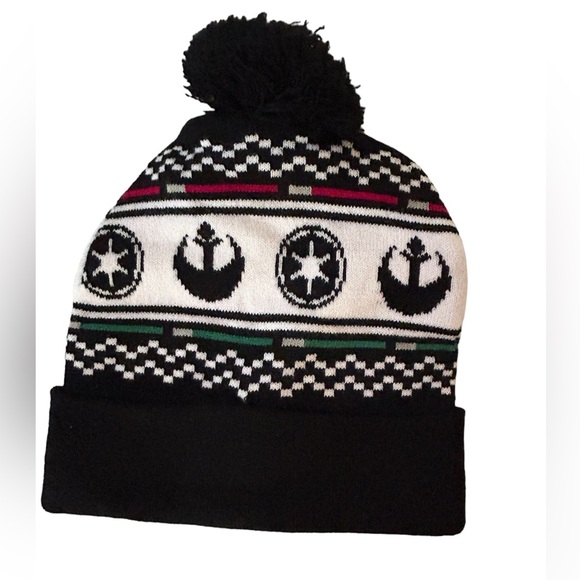 Star Wars Black Pom Cap Hat‎ Fitted One Size Winter Beanie - Picture 2 of 3